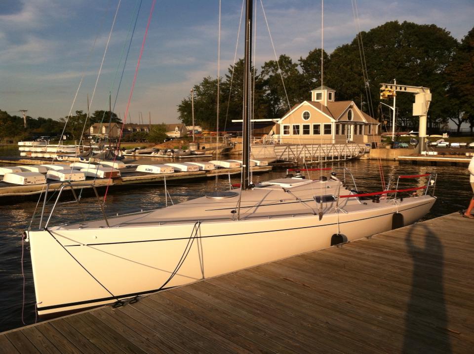 At the dock in front of the American Yacht Club, Rye, NY