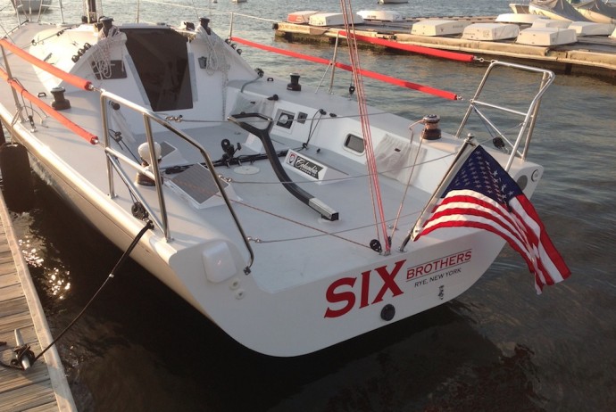 A view of the cockpit layout from the transom